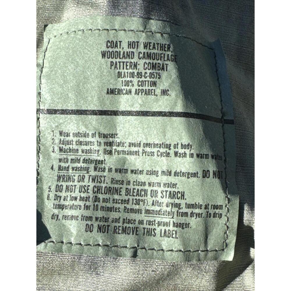 VINTAGE American Apparel Coat MEDIUM Regular Woodland Camo Hot Weather Combat - Picture 5 of 8